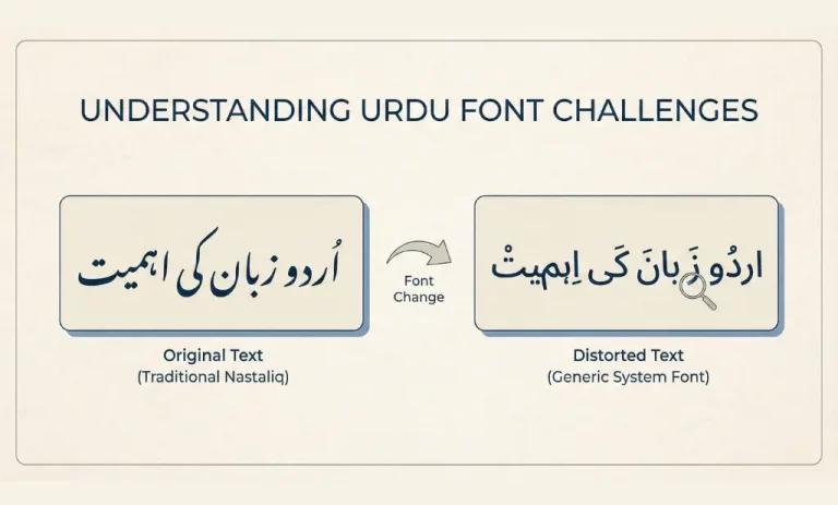 اردو فونٹ تبدیل کرنے سے تحریر خراب ہونے کی مثال