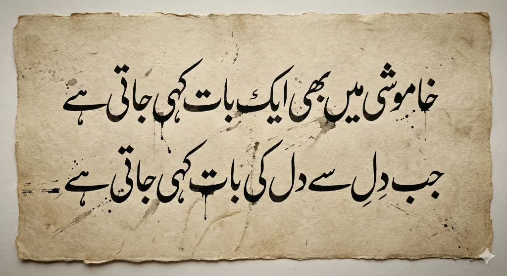 Emotional Urdu poetry calligraphy with expressive Nastaliq strokes created using AI