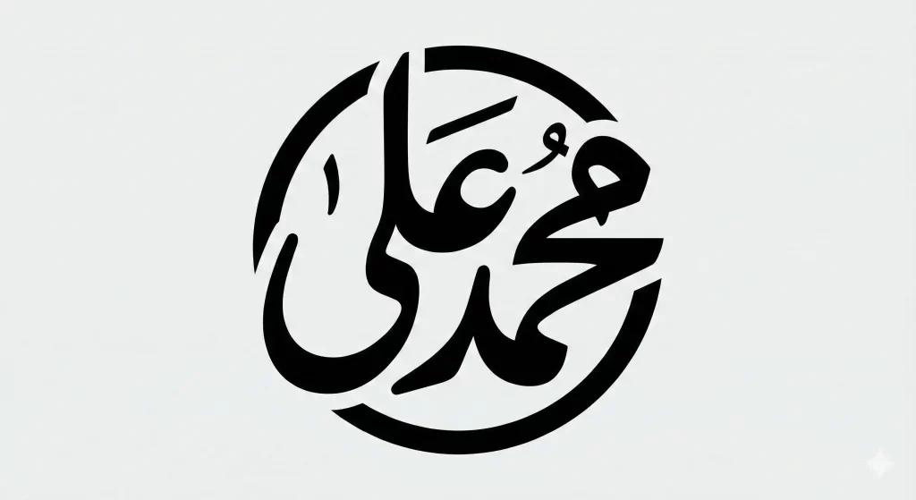 Logo-style male Urdu name calligraphy with geometric balance and symmetry