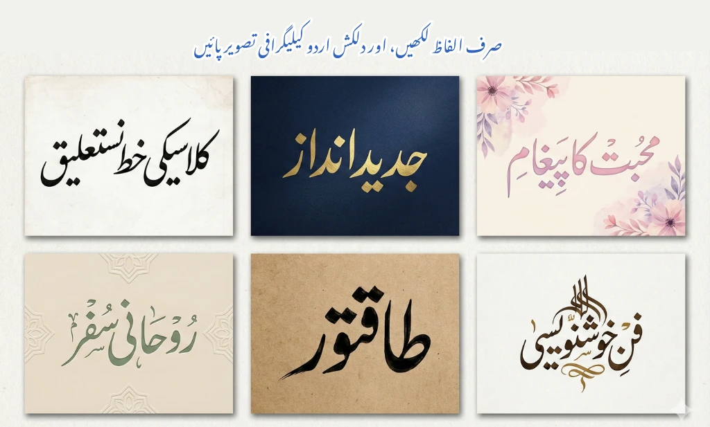 Urdu calligraphy text image generated with AI prompt in Nastaliq style۔اردو کیلیگرافی ٹیکسٹ امیج