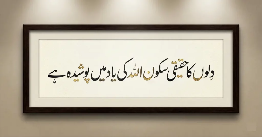 Wall frame style Islamic Urdu calligraphy with elegant Nastaliq design