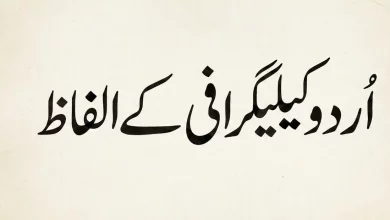 اردو کیلیگرافی کے الفاظ کی رہنمائی پر مبنی نمایاں تصویر