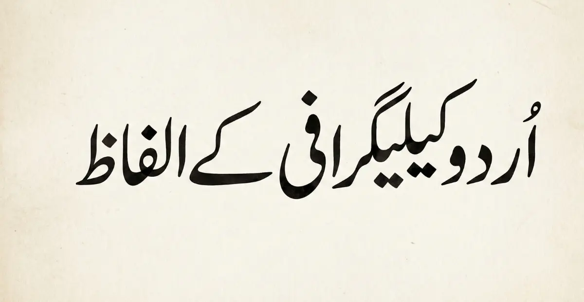 اردو کیلیگرافی کے الفاظ کی رہنمائی پر مبنی نمایاں تصویر